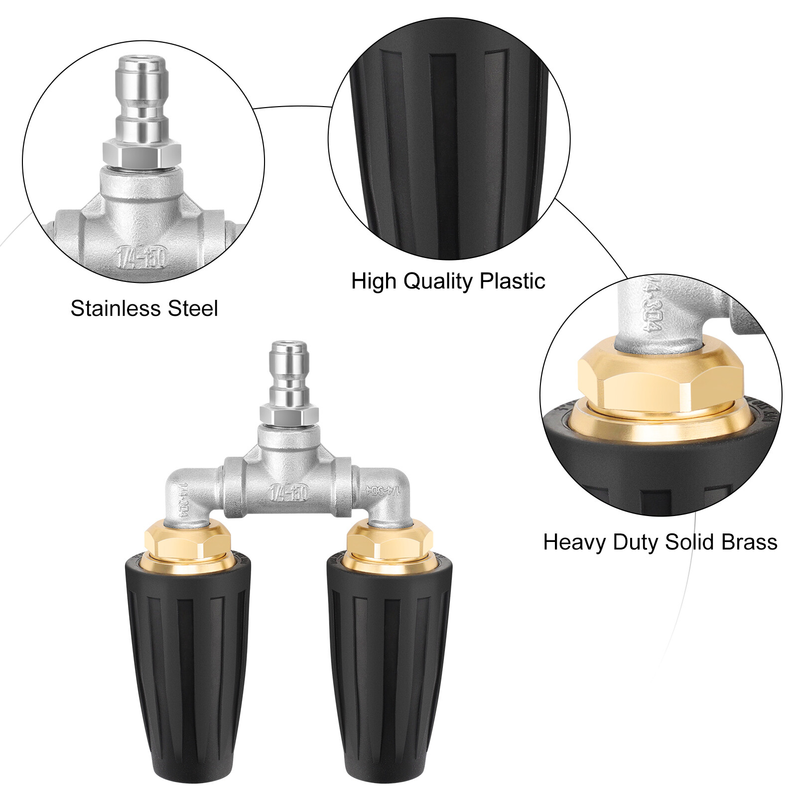 Dual Turbo Nozzle 360° Rotating 4000 PSI for Pressure Washer 1/4" Quick Connect gallery