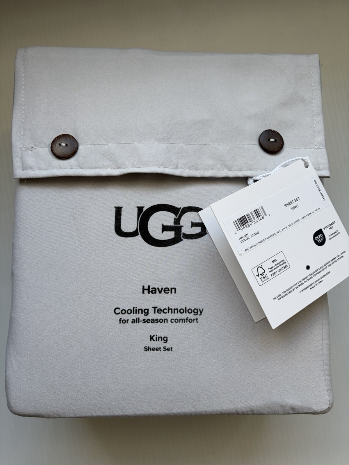 UGG 4PC KING Sheet Set "HAVEN" (STONE GRAY) COOLING TECHNOLOGY ALL-SEASON gallery
