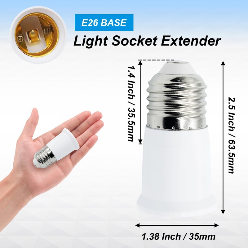 4 Pack E26 Socket Extender, 3CM/1.2 Inch E26 Light Bulb Extension Socket, Lam... gallery