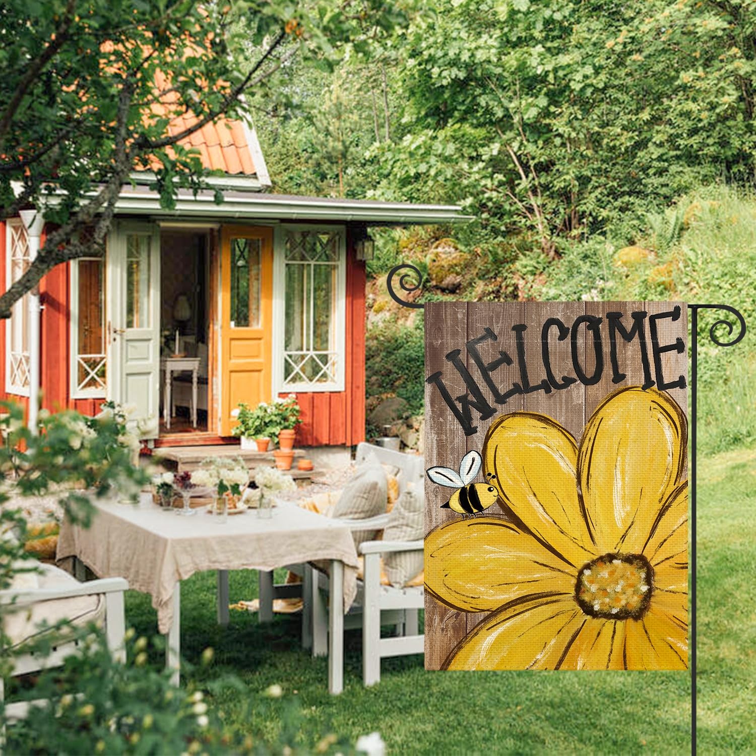 Bee Sunflower Spring Summer Garden Flag 12x18 Inch Double Sided Outside, Welc... gallery