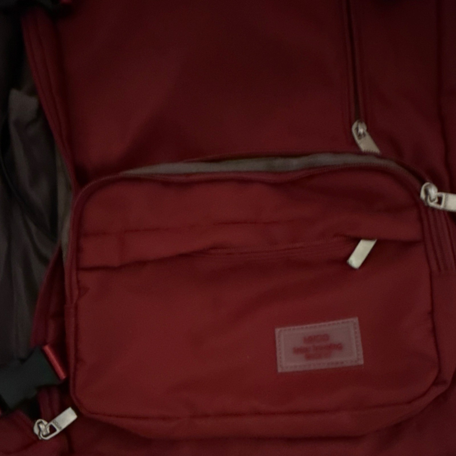 Red Travel Backpack USB Charging Port, 5 Pockets, Adjustable Straps 3