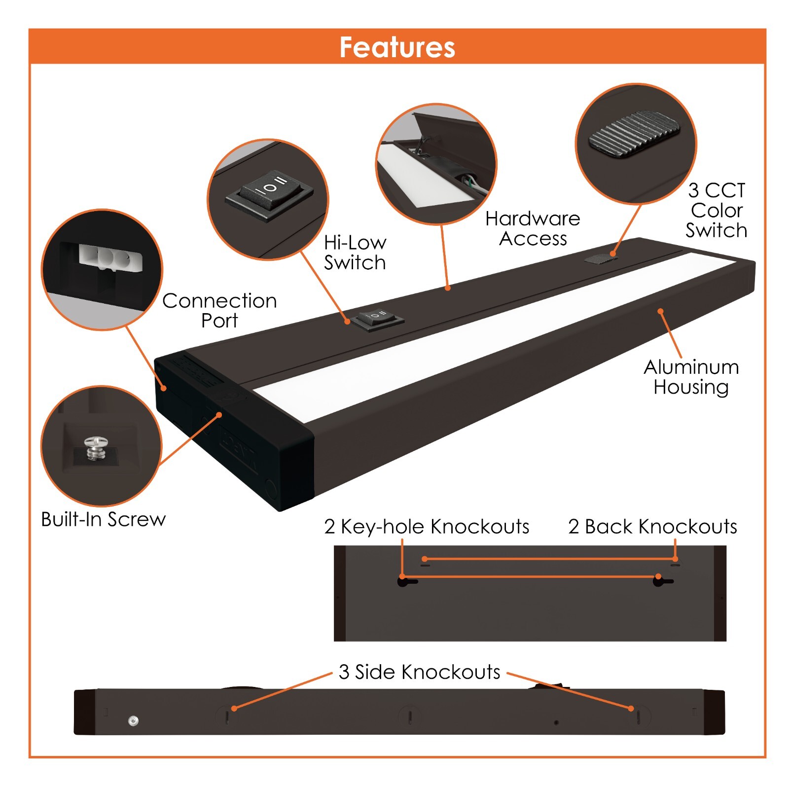 EnVision LED 22 Inch Under Cabinet Dimmable LED 10W 750 Lumens, 30K,40K, 50K 1PC gallery