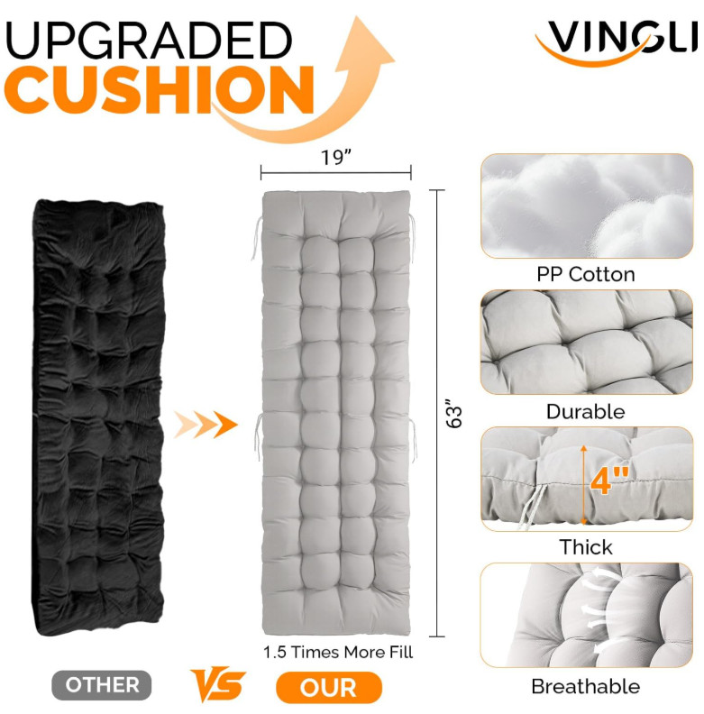 VINGLI Padded Zero Gravity Chair, Lounge Chair with Removable Cushion & Tray gallery
