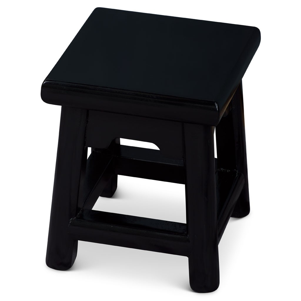 US SELLER - Distressed Black Petite Chinese Village Wooden Bench gallery