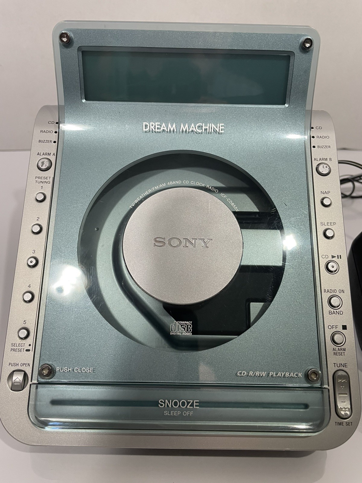 Sony Dream Machine Alarm Clock CD Player Radio ICF-CD855V Fully Tested Works gallery