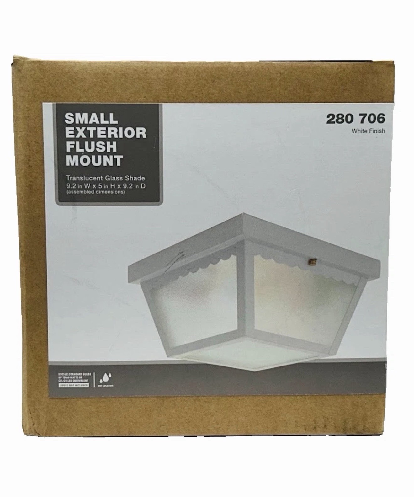 Hampton Bay White 2-Light Outdoor Ceiling Light Flush Mount Light gallery