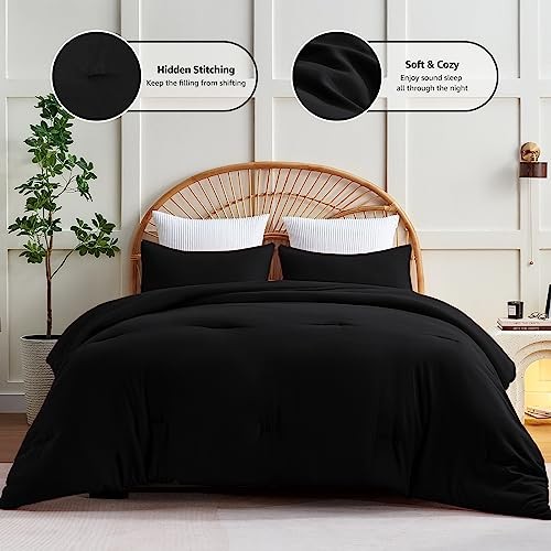 Comforter Set 2 Pieces Twin Extra Long Solid Breathable Twin/Twin XL Black gallery