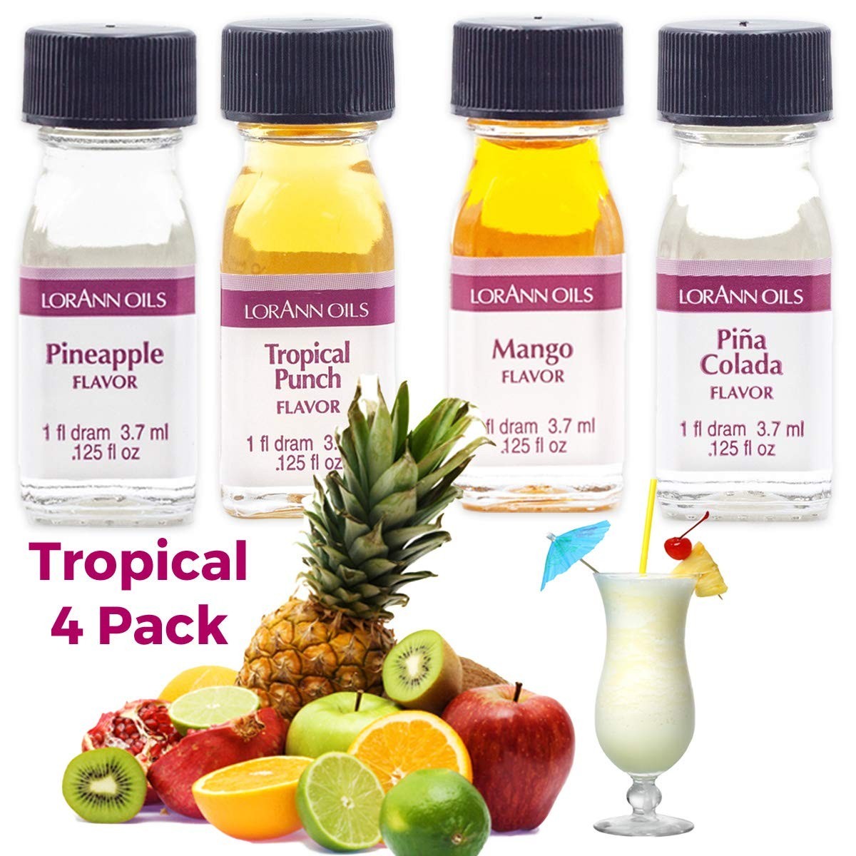 LorAnn SS Tropical Variety pack, 1 dram .0125 fl oz - 3.7ml bottles - 4 pack ... gallery