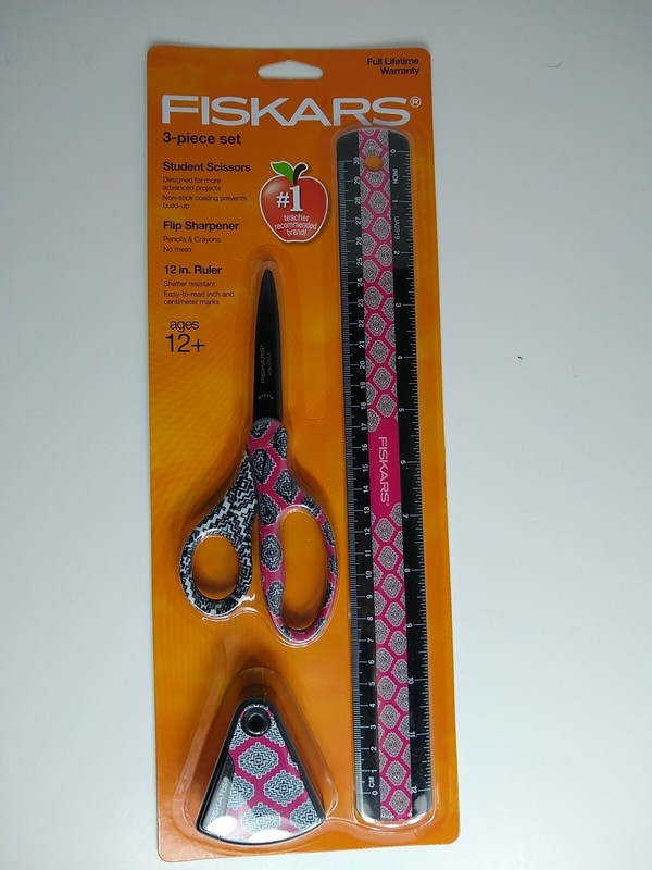 Fiskars 3-Piece Set Scissors, Sharpener, & Ruler Select From 4 Variations gallery