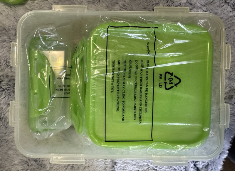 Lock & Lock 13 Piece Nesting Storage Set GREEN Lids (2 with handles) - NEW gallery