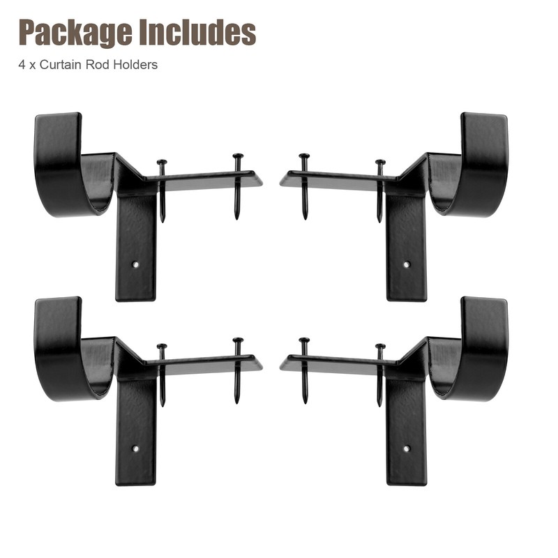 4Pcs Curtain Pole Brackets No Drill Curtains Rod Holder Into Wooden Window Frame gallery