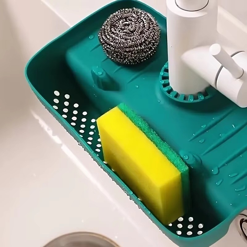 Silicone Sink Drain Rack Faucet Splash Guard Sponge Holder Storage Tray gallery