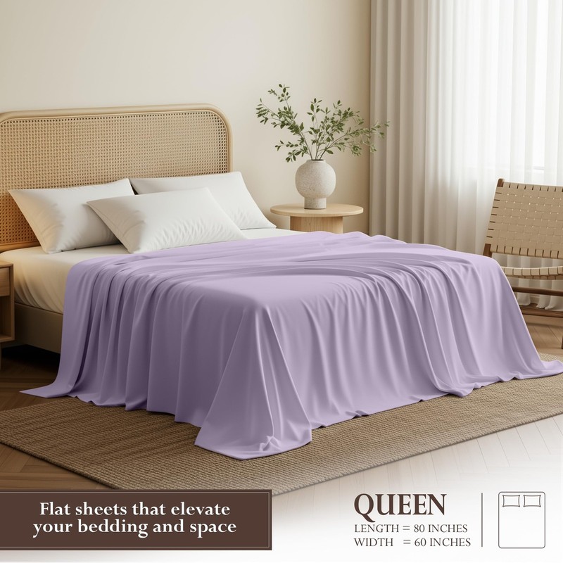 Utopia Bedding Flat Sheet 1 Pack Queen, Lavender Soft Brushed Microfiber Fa... gallery