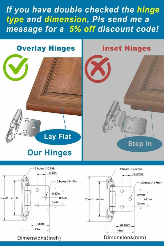 Overlay Kitchen Cabinet Hinges Self Closing Face Mount Cupboard Door Hinge Lot gallery