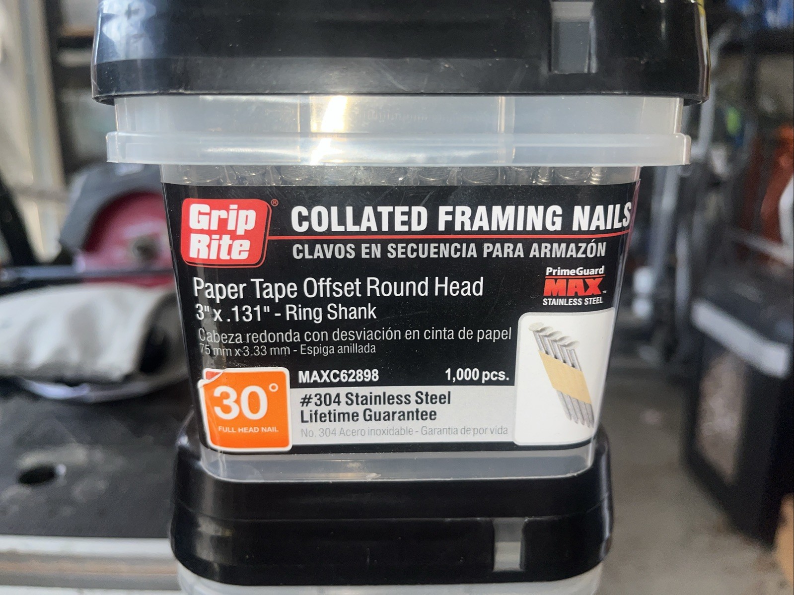 Grip Rite Collated Framing Nails Stainless Steel 30 Degree 3” x 0.131” 1000 SS gallery