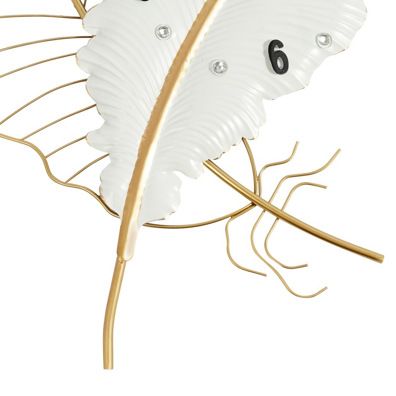 Extra Large Outdoor Garden Wall Clock Hanging Feather-shaped Wall Clock 21*30in gallery
