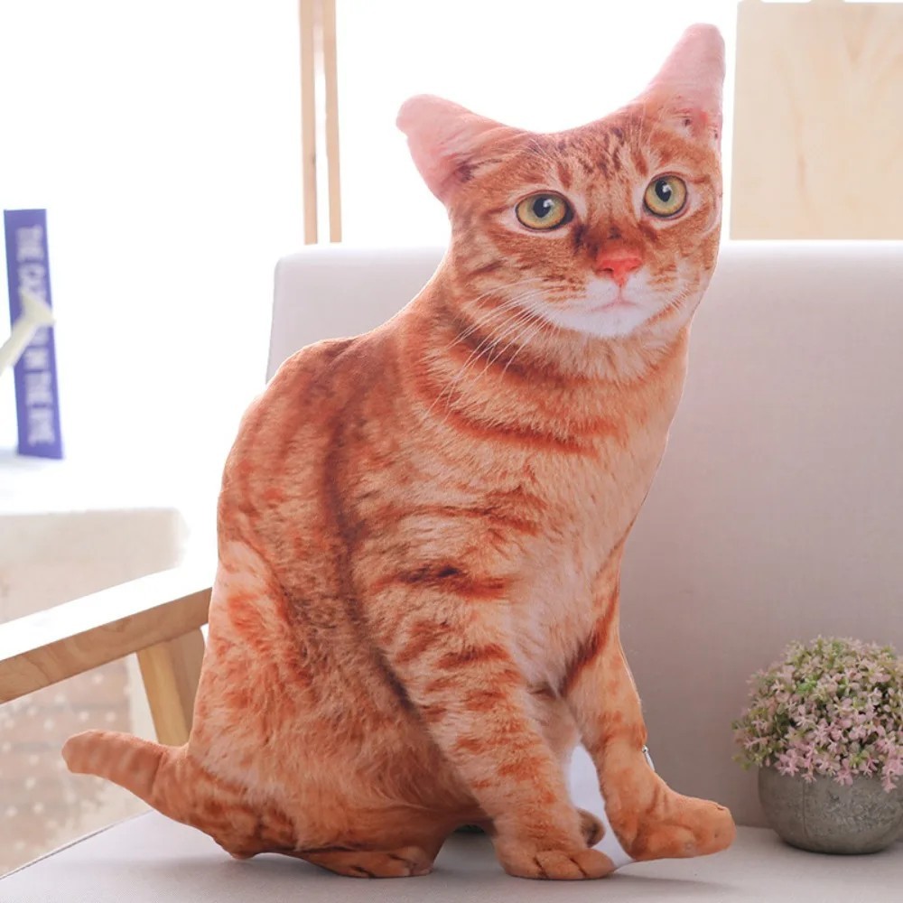 Realistic 3D Cat Plush Toy Soft Stuffed Animal Pillow Kawaii Cushion for Kids Gi gallery