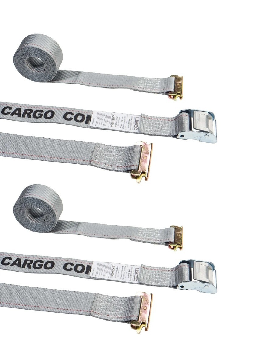 2 Pack Uscc 2" x 16' E Track Cam Buckle Strap w/Spring E Fittings Gray gallery