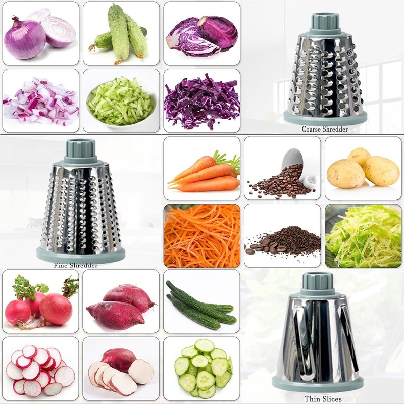 Cheese Grater Rotary Multi-Purpose Stainless Steel Handheld Vegetable Fruit S... gallery