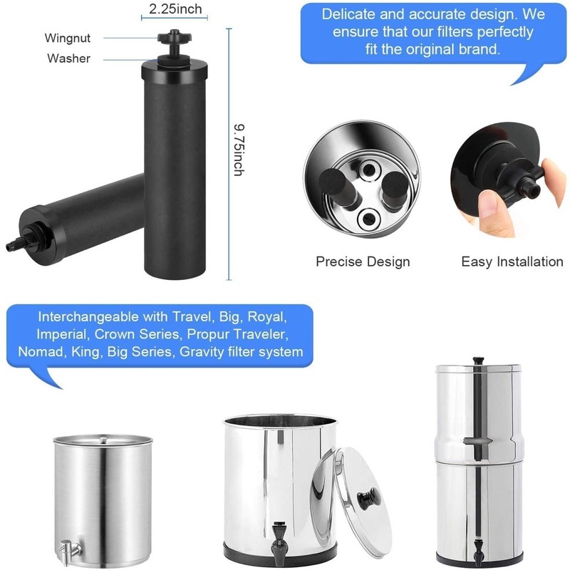 4X Water Filter Replacement for Berkey BB9-2 Water Filter, Black Berkey Filters gallery