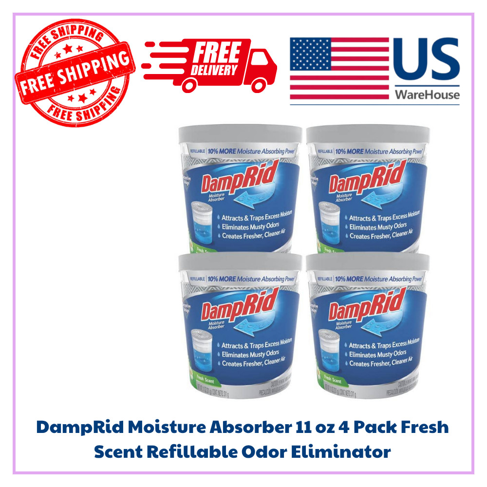 DampRid Moisture Absorber 11 oz 4 Pack Fresh Scent Refillable Odor Eliminator gallery