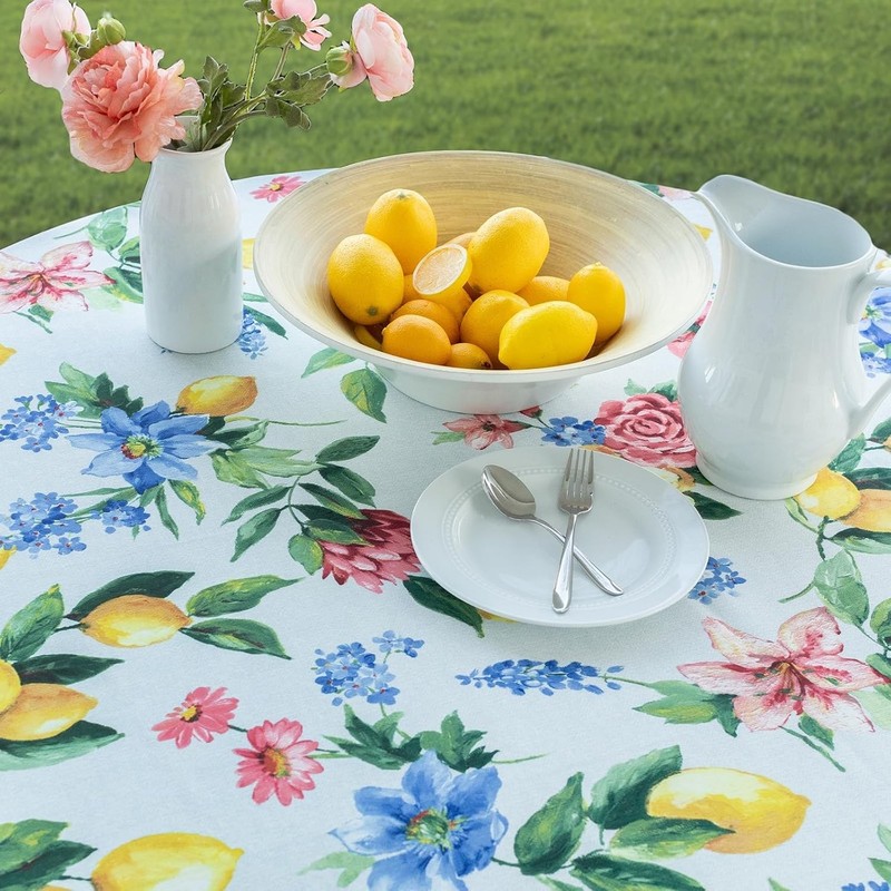 Spillproof Spring/Summer Durable Heavyweight Fabric Indoor Outdoor Tablecloth... gallery