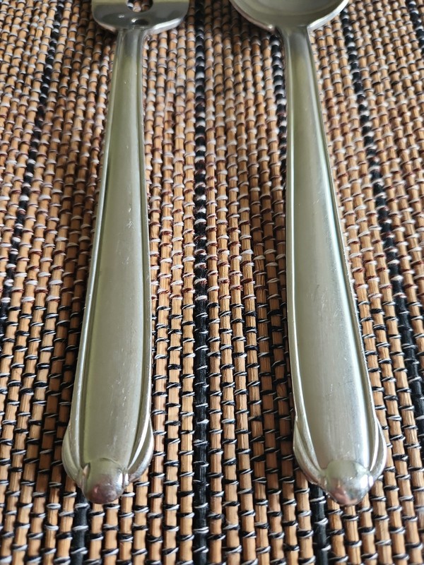 Mikasa CLASSICO SATIN Serving Meat Fork 9 3/8" & Serving Spoon 9 1/2" Korea gallery