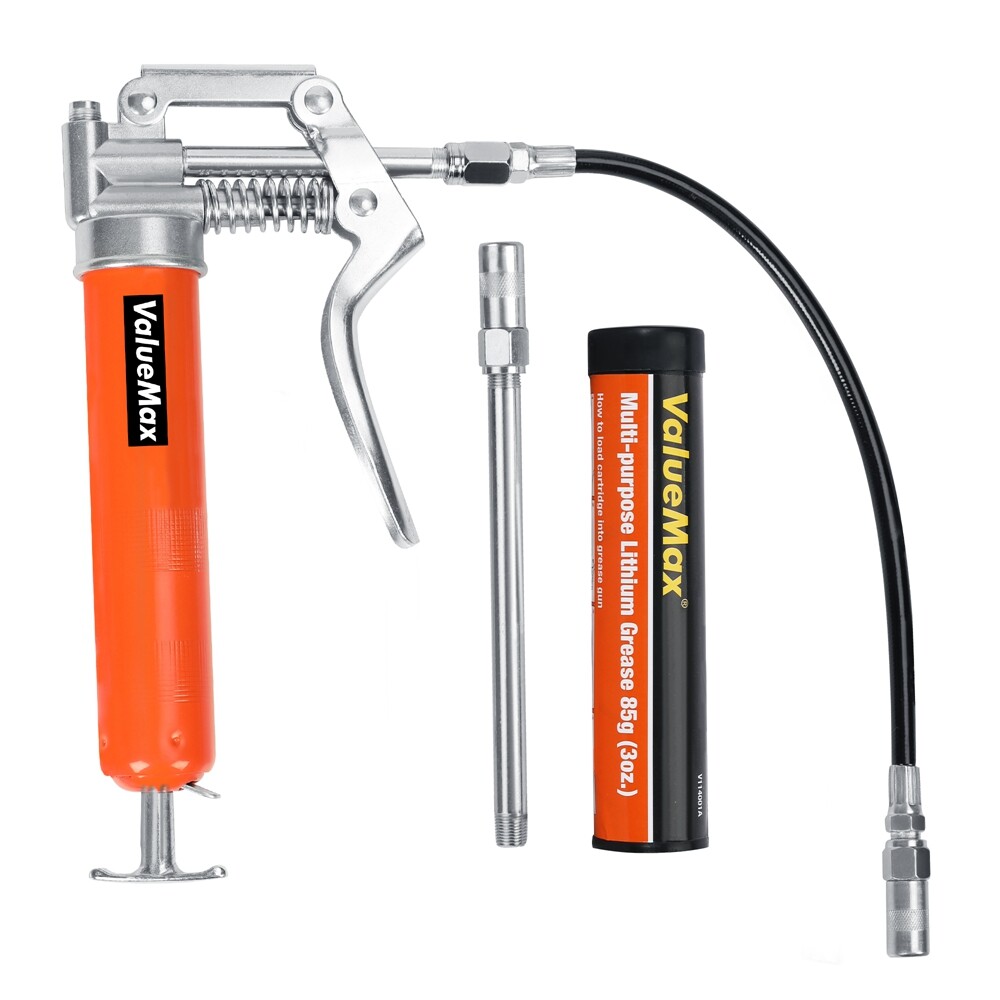 Mini Grease Gun Kit 3500 PSI 3OZ Grease 12" Flexible Hose 5"& 3" Extension Tubes gallery