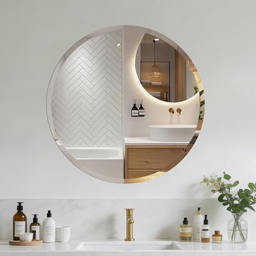 Round Bathroom Mirror, 18 inch Round Frameless Mirror,Frameless 18"L x 18"W gallery