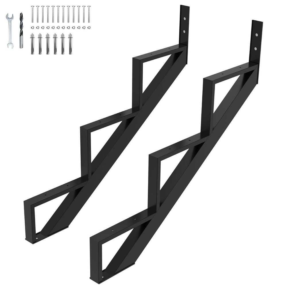 Steel Stair Riser-2 Pack,3 Step Stringers,Sturdy Steel Stringer f Outdoor Steps