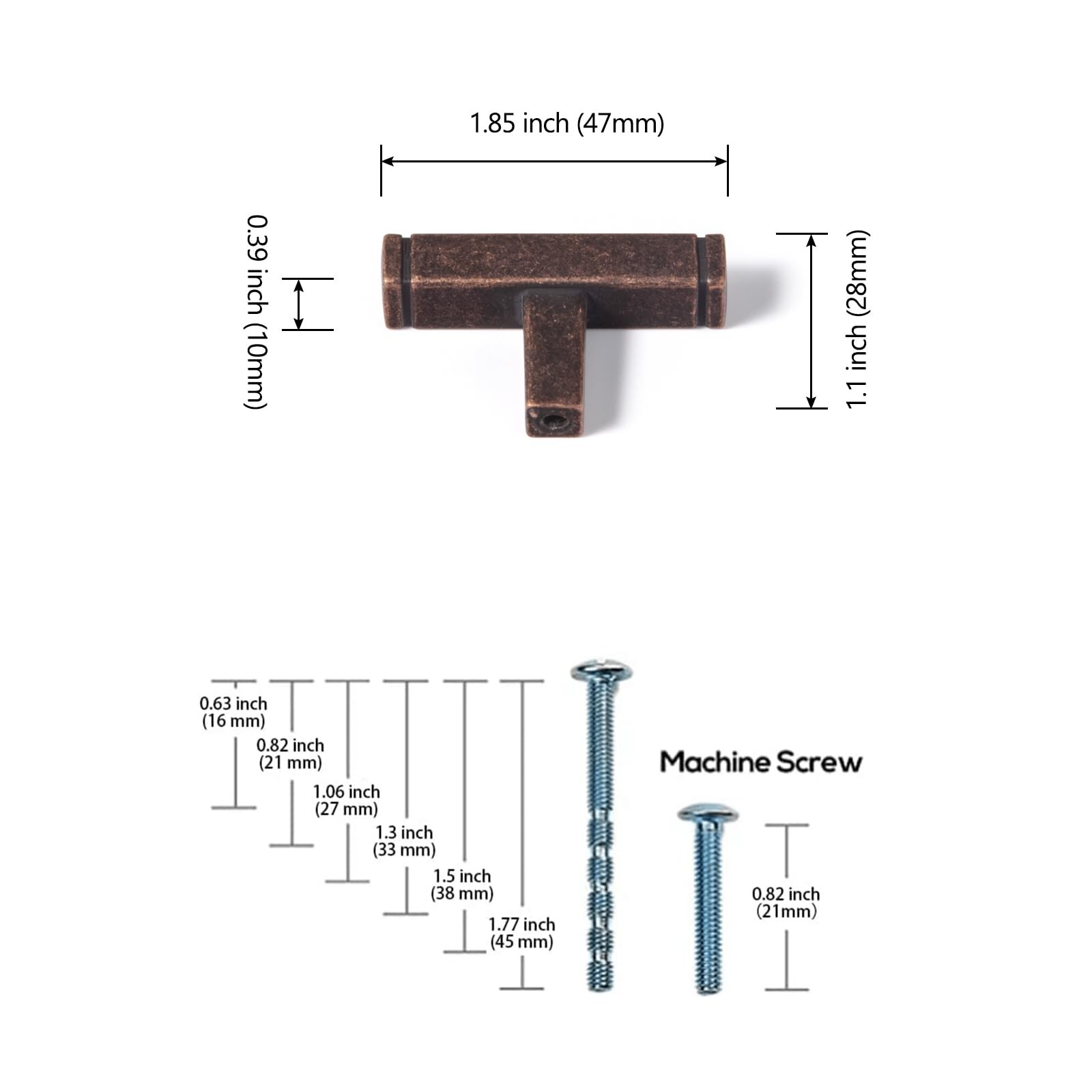 6 Pack Single Hole Cabinet Pulls Antique Oil Rubbed Bronze Zinc Alloy Kitchen... gallery
