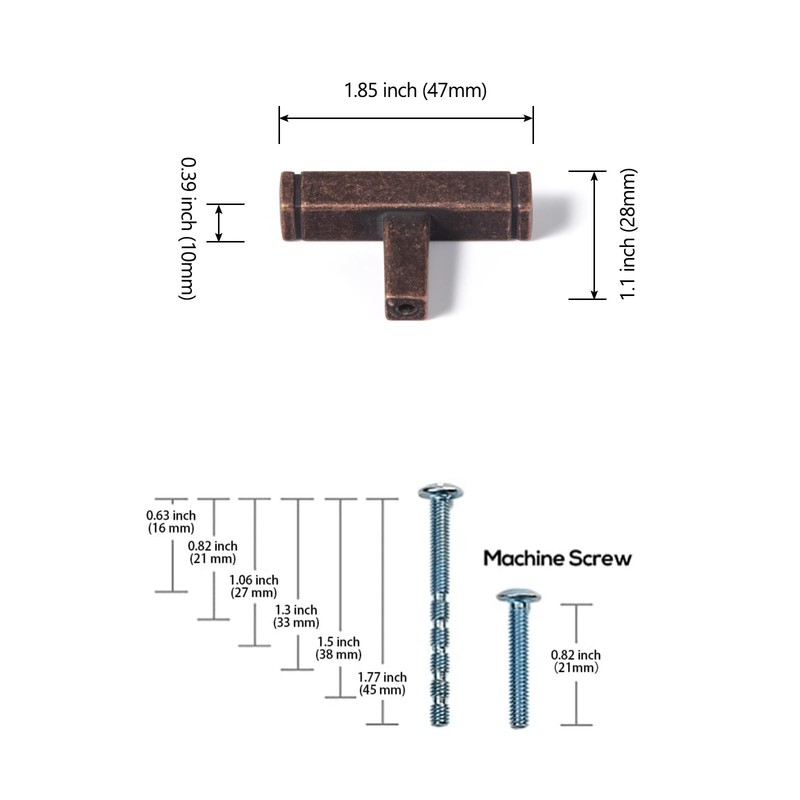 6 Pack Single Hole Cabinet Pulls Antique Oil Rubbed Bronze Zinc Alloy Kitchen... gallery