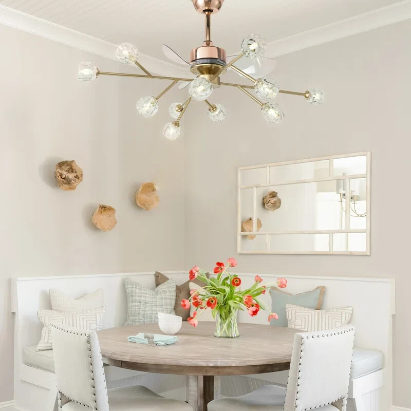 42'' Ceiling Fan with 12-light Sputnik Crystal Chandelier 6 Speeds and Reverse gallery