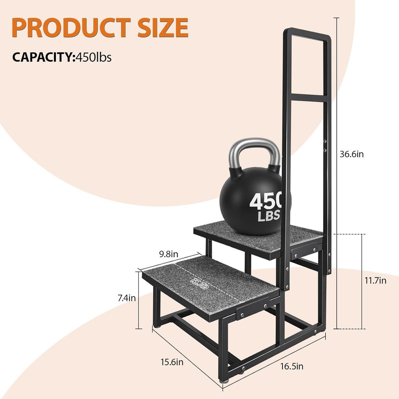 2-Step Stool with Handle for Elderly, Heavy Duty Non-Slip Step Stool for High Be gallery
