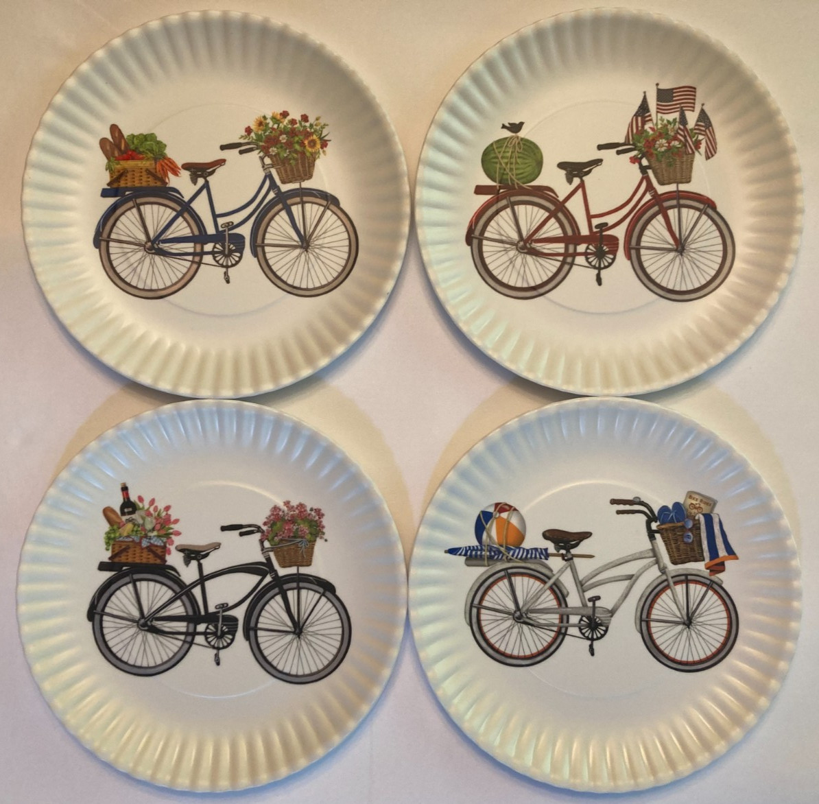 One Hundred 80 Degrees "Paper-Look" Melamine Bicycle Plates - Set of 4 gallery