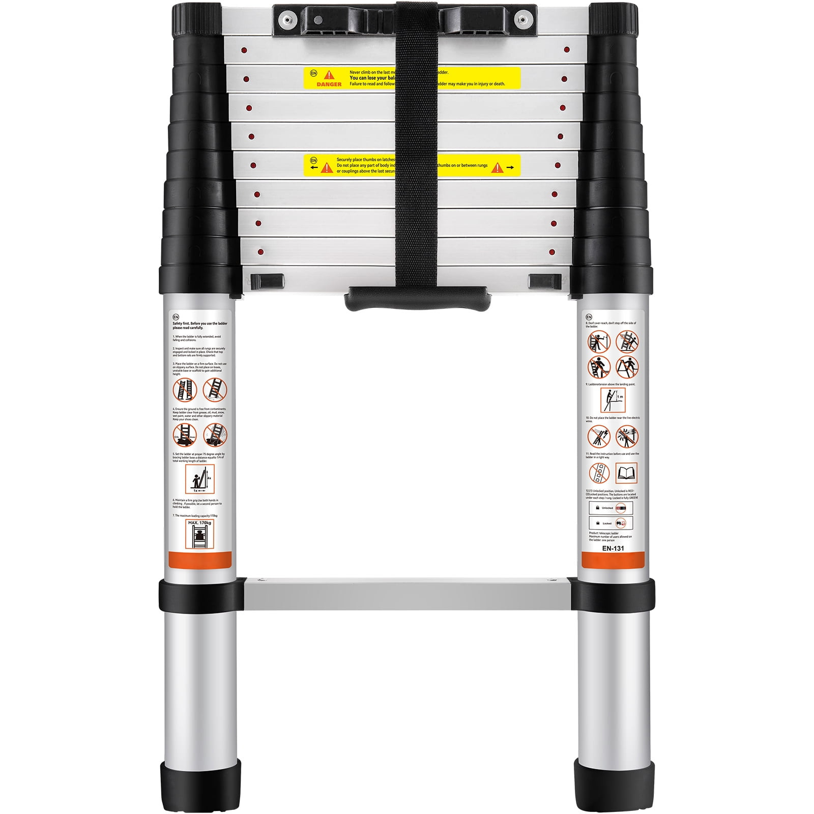 BENTISM 10.5FT Aluminum Telescopic Ladder (375lbs Capacity) Extension gallery