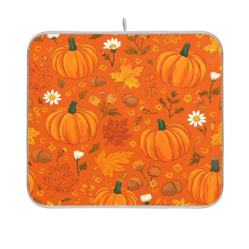 Pumpkin Maple Fall Dish Drying Mat Absorbent Autumn Drainer Dry 18x24 Inch gallery