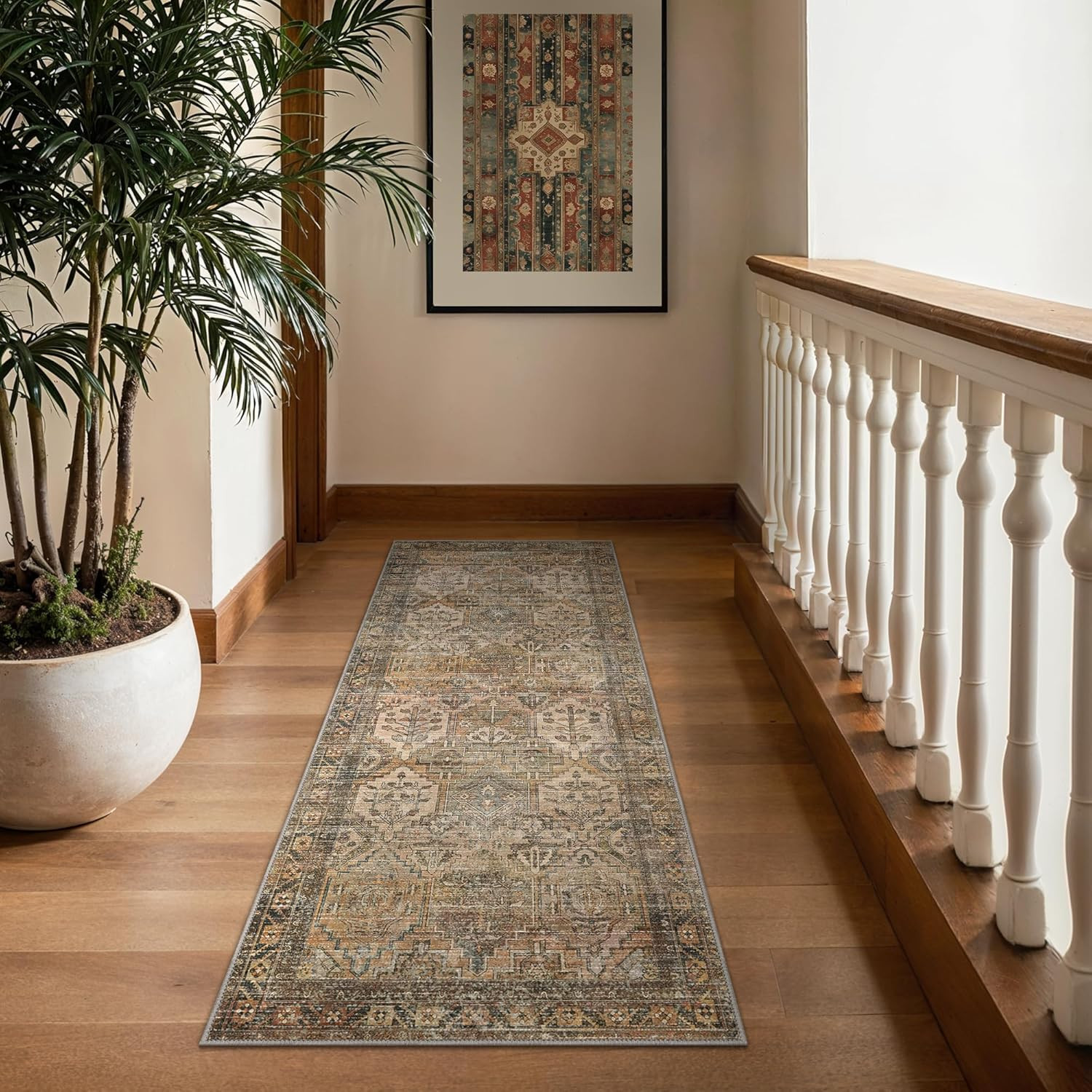 Kitchen Rug 2x5 Runner Rugs for Hallways Entryway, Washable Vintage Print Car... gallery