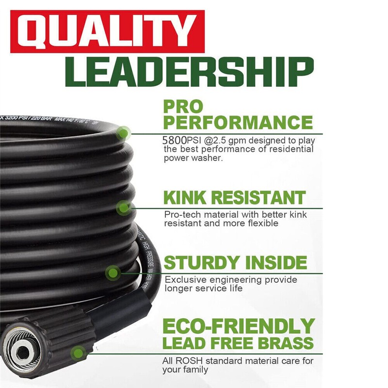 50FT 5800PSI Replacement High Pressure Power Washer Hose -3/8" Quick Connect USA gallery