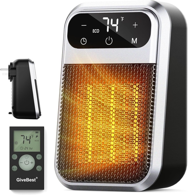 Small Plug In Heater, Digital Display Bathroom Heaters for Indoor Use, 800W C... gallery