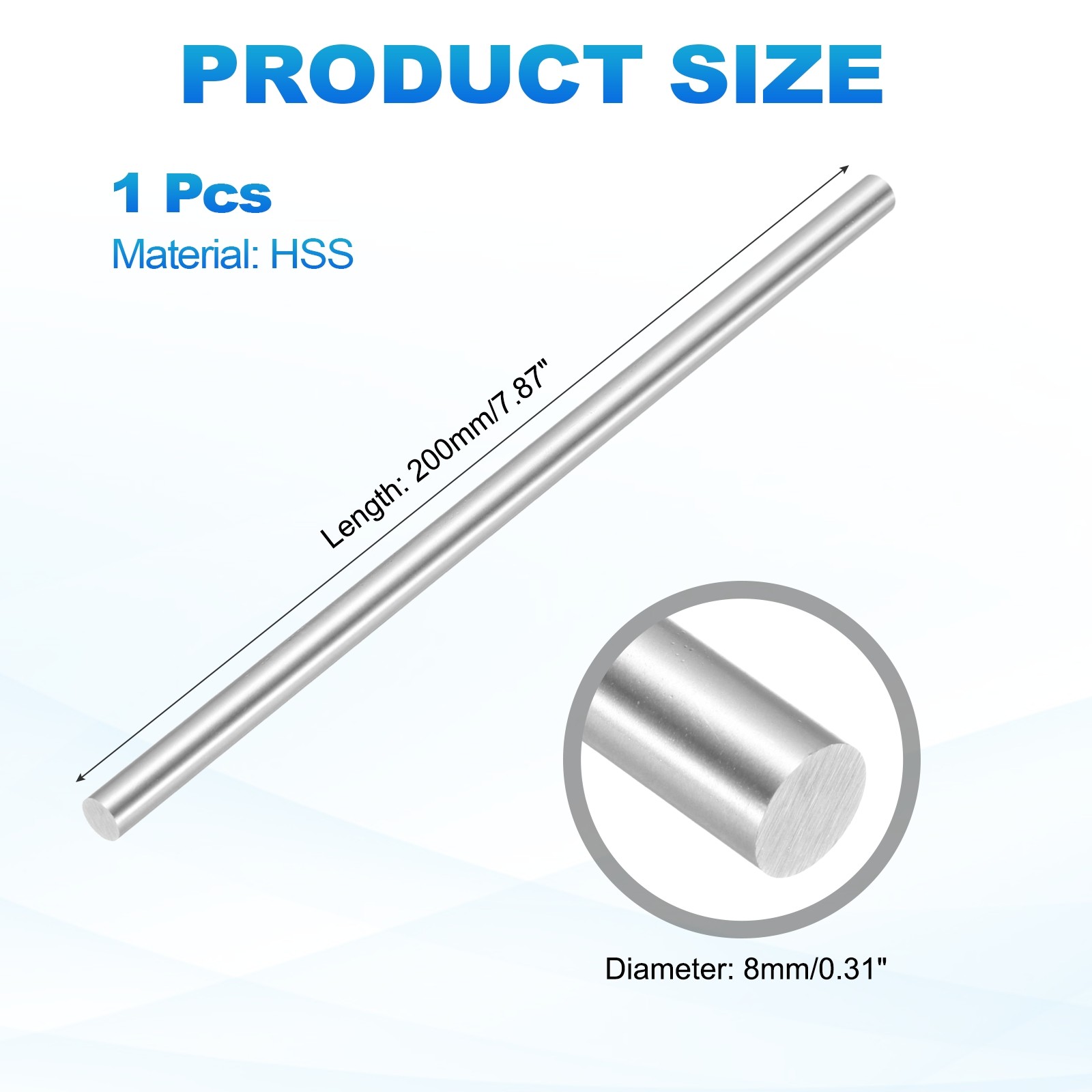 Round Steel Rod 8mm Diameter 200mm Long HSS Lathe Bar Stock Tool gallery