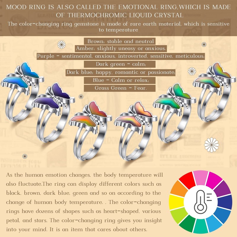 Color Changing Mood Ring Adjustable Size Rings For Kids Girls Boys 30PC 30PC gallery