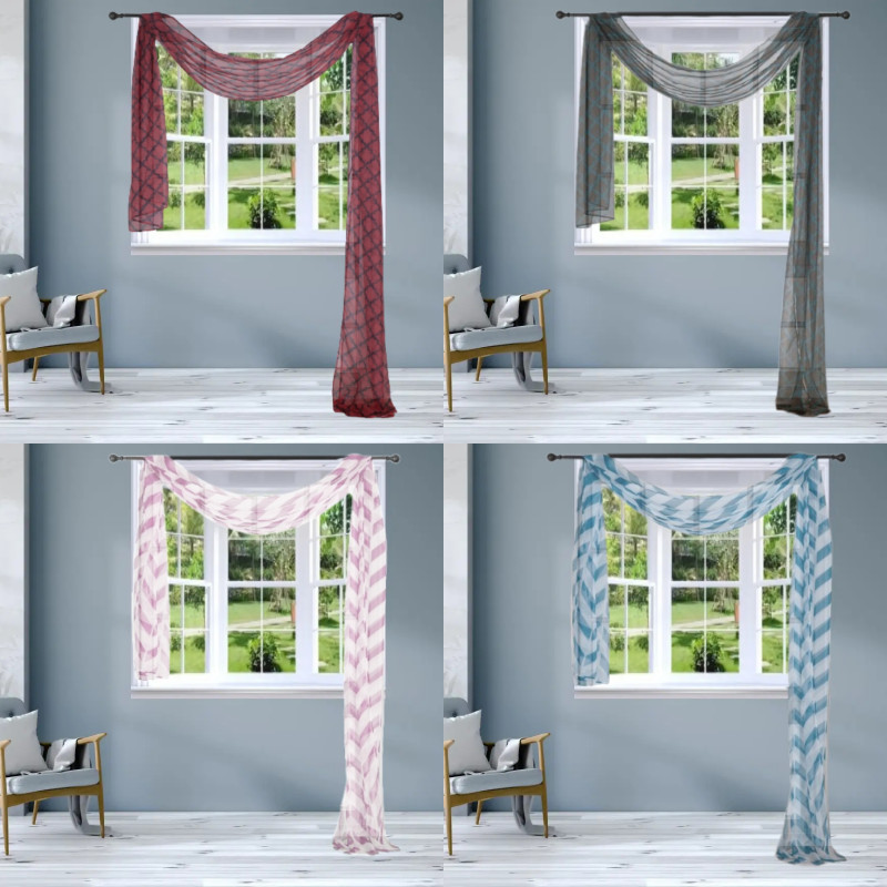 1PC INDOOR/OUTDOOR VERSATIL SCARF VALANCE CURTAIN TOPPER SOLID SHEER 37" X 216" gallery