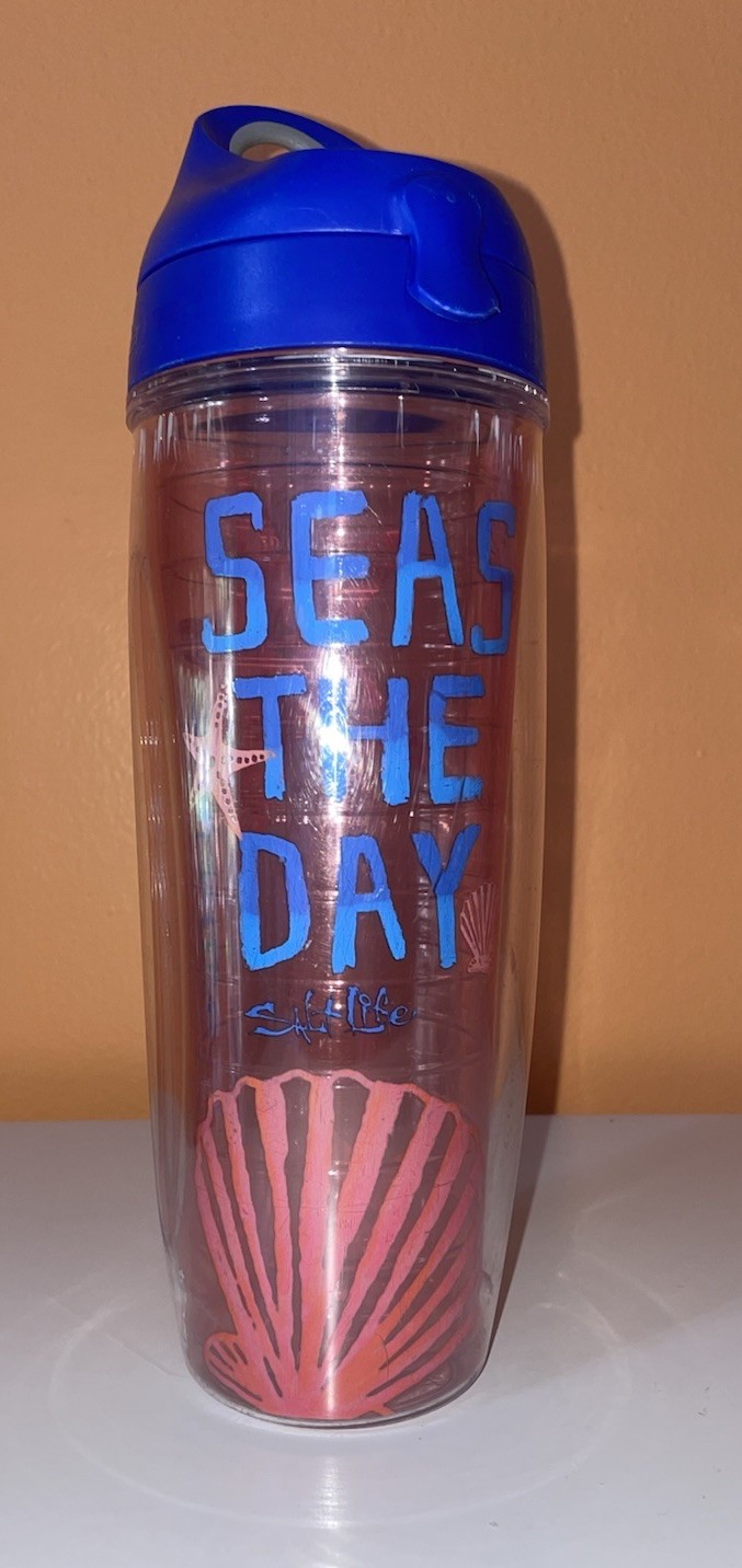 TERVIS Water Bottle, 24 oz., Flip Top, Salt Life Seas The Day ￼Design, USA gallery