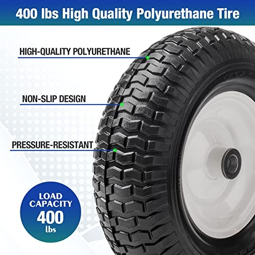 13" 5.00-6 Flat Free Solid Polyurethane Tire and Wheel Replacement, 1 Pack PU gallery