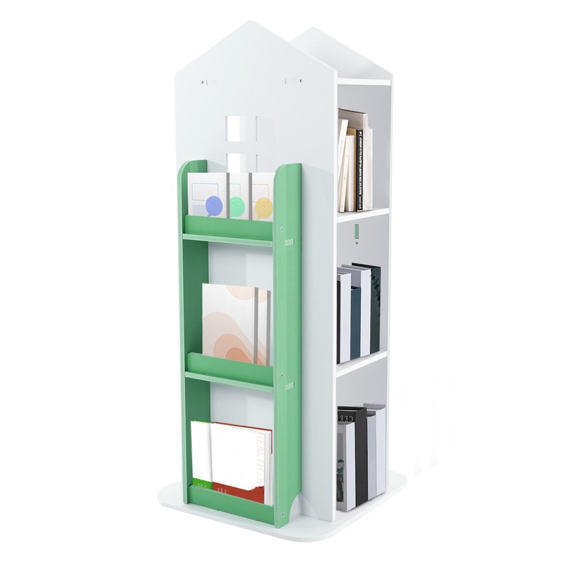 4-Tier Bookcase Storage Shelf 360° Rotating Bookshelf /Freestanding Display Rack gallery