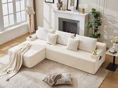 106″ Modular Cloud Couch Sectional with Left Chaise, L-Shaped Boneless Sofa