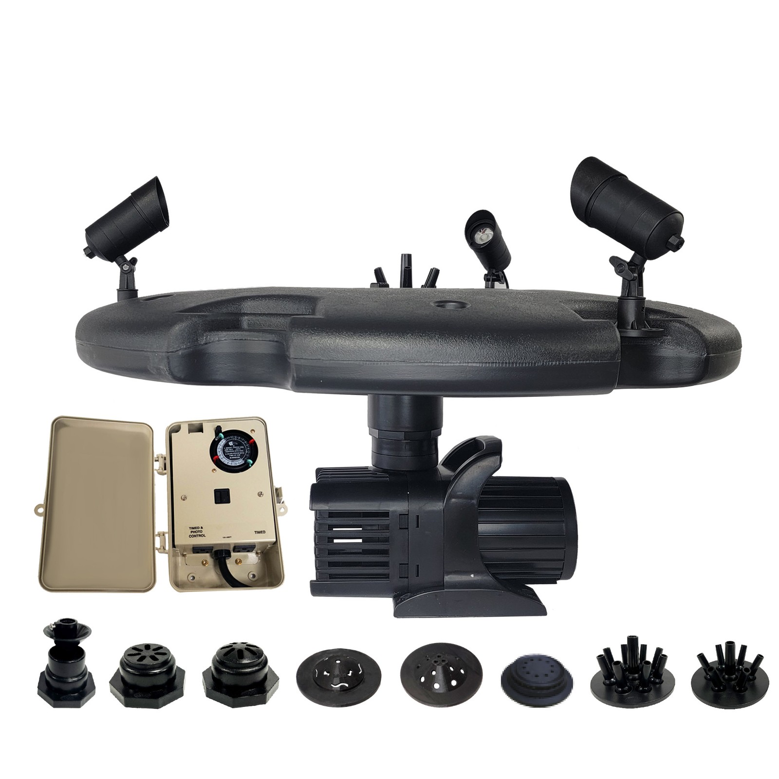 Floating Fountain, 1.5 HP Pump, 100' Cord, 12,500 GPH, Color Lights & Control gallery