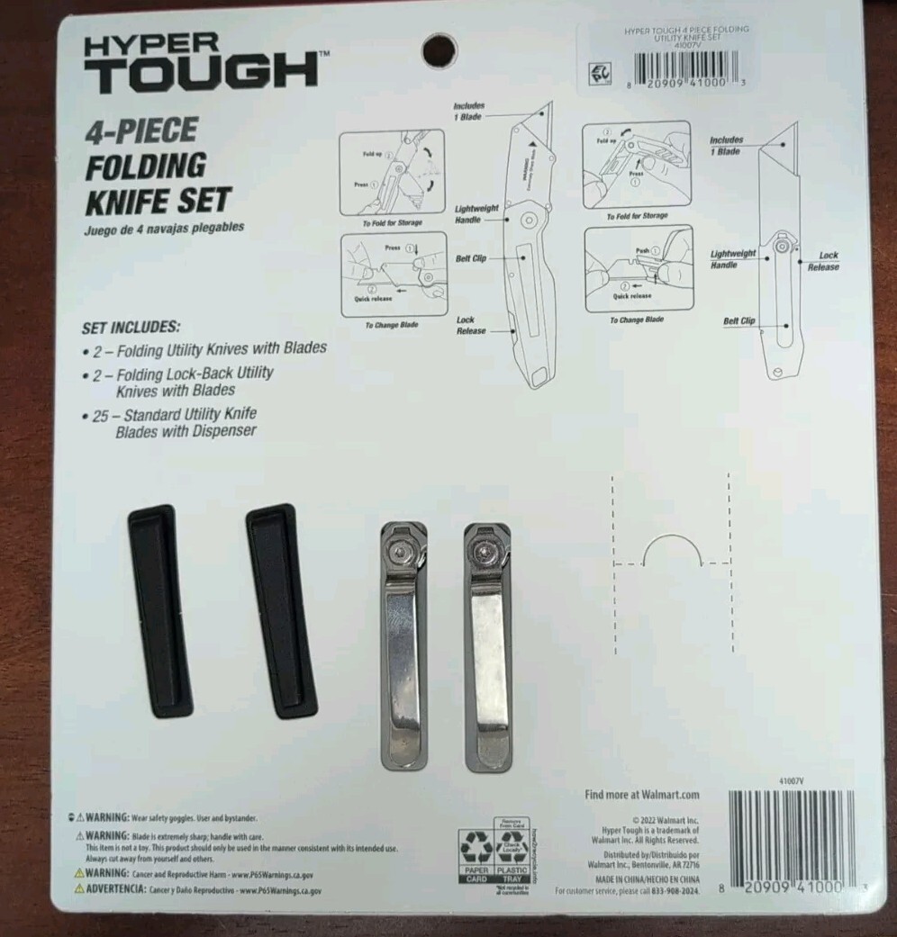 Hyper Tough 4-Piece Folding Utility Knife Set +25 Blades Brand New & Free Ship gallery