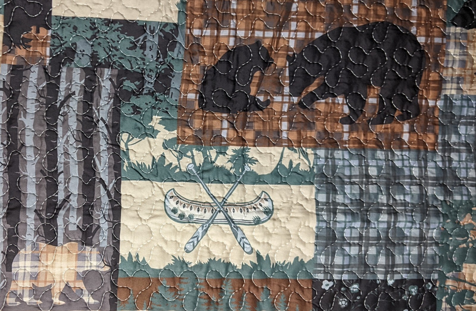 GRAND BEAR LODGE Wilderness Cabin Quilted Throw Blanket, 50" x 60", by DeLeon gallery